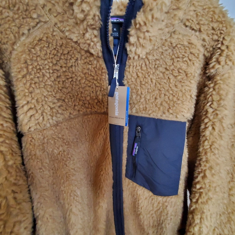 Patagonia retro X womens teddy winter coat khaki navy blue XL new - Picture 4 of 9